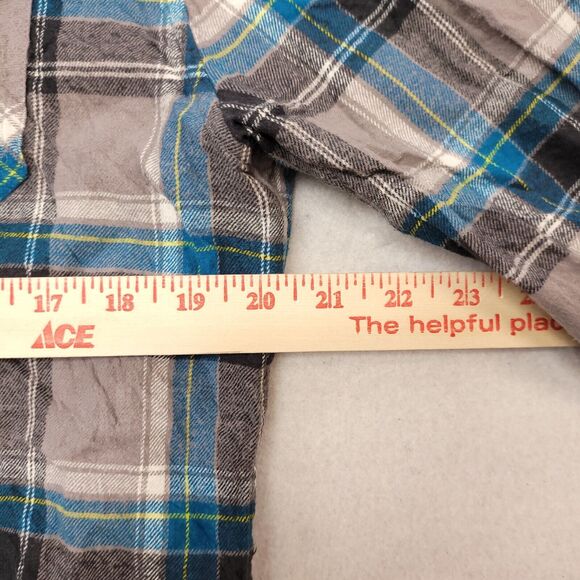 Urban Pipeline Madras Flannel Button Up Shirt Mens Size Large L Blue Gray - Picture 9 of 10